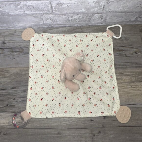 Luxe + Willow Pink White Flowers Dots Elephant Baby Security Blanket Lovey 3836 - Picture 3 of 6